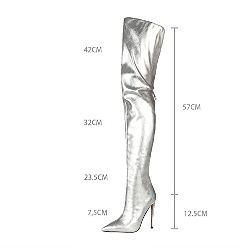 Bottes Cuissardes Argent Grande Taille Solution Confort Talons Hauts 34-46 - 5