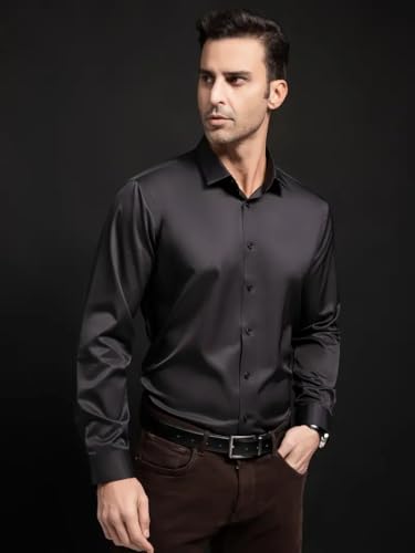 Image of IndoPrimo Men's Stylish Solid Satin Casual Shirt for Men Full Sleeve
