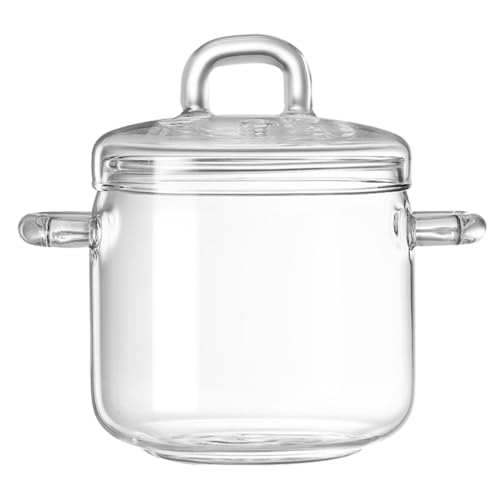 SUPVOX Cuenco de Postre de Vidrio con Doble Asa y Tapa, 700 Ml, Apto para Microondas, Frutero de Cristal para Ensaladas y Fideos, Tazón con Ventilación Rápida Adecuado para Cocina y