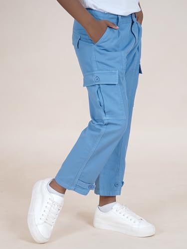 Image of Boys Cotton Full Length Front Cut Sew Cargo Pant with Bottom Tab
