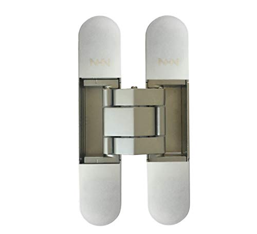 Kt3D-140 Invisible Hinge, Set Of Two(2), Up To 132Lbs. Doors, Concealed And Streamline Door Hinge, 3-D Adjustable (Up To 132Lbs) Satin Chrome #TOP7