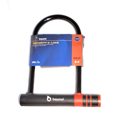 Beyond Bicycle and Accessories Bike U-Lock, Black and Red Heavy Duty Lock with 3 Keys for Road Bike, Mountain Bike, Electric Bike, Scooters and Motorcycles