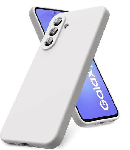 Image of DIZORO Microfiber Candy Case for Samsung A36 5G Smooth Touch Cushion Liquid Soft Silicone Gel Rubber Phone Cases Non-Slip Full Body Protective Shockproof Back Cover (White)