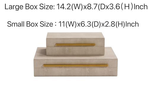 Generic Kingflux Ivory Shagreen Leather Set Of 2Pcs Decorative Boxes thumb #2