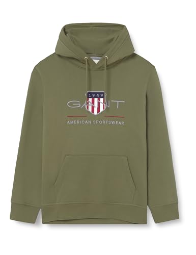 GANT REG Shield Hoodie, Green (moss green), XXL