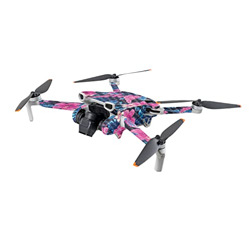 Image of MightySkins Carbon Fiber Skin Compatible with DJI Mini 3 - Contrast Hibiscus | Protective, Durable Textured Carbon Fiber Finish | Easy to Apply