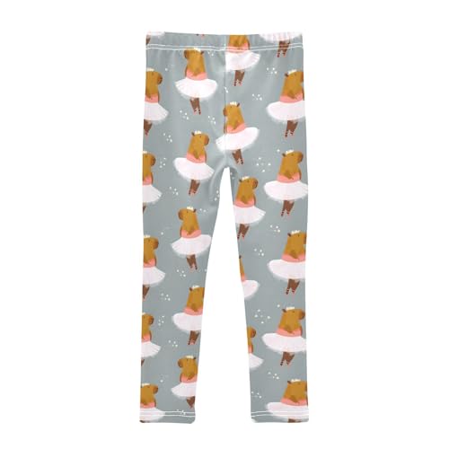 Cute Capybara Ballerina Girls Leggings Soft Stretch Workout Yoga Dance Pants for Kids Casual Tights2