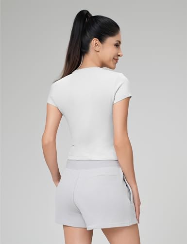 Crop Top for Women - Soft Stretchy Modal Baby Tee Wrinkle Free Fitted Summer Short Sleeve Tshirt for Workout3