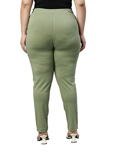Image of GO COLORS Women Solid Dusty Green Mid Rise Regular Fit Cotton Kurti Pants