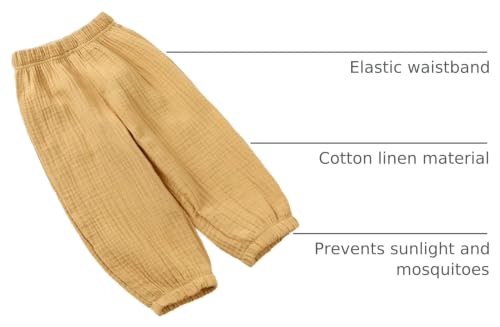 Image of Kids Tales 3 Pack Boys Girls Cotton Linen Pants Child Basic Plain Solid Trousers Big Kids Elastic Waist Long Pants Bloomers