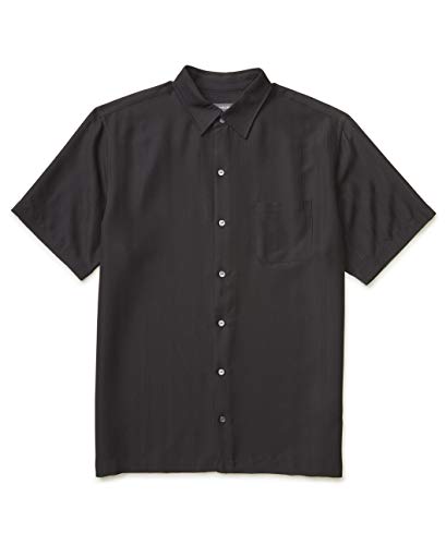 Van Heusen Men's Tall Air Short Sleeve Button Down Poly Rayon Stripe Shirt, Black 1, 3X-Large Big #TOP2