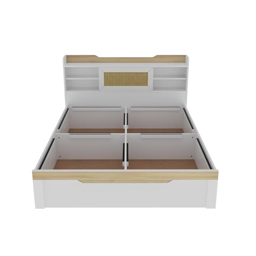 Image of Wakefit Bed | 3 Yr Warranty | Bed Queen Size, Comes with Storage Box, Noise-Free, Density: 680-750 kg /m, Termite & Borer Resistant, Fits Mattresses Up to 8 inches (Halos 78 x 60 - Frosty White)