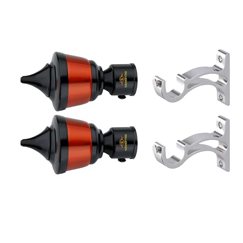 Image of Aluminium Antique Mandir Curtain Bracket Parda Holder with Support 1 Inch Rod Pocket Finials Designer Door and Window Rod Support Fittings Curtain Rod Holder (Pack of 1 Pair, Shape 1)