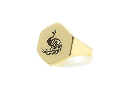 Bague Paon en Or Gravé : bague hexagonale et personnalisable