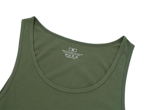WAZZAP Men's Stringer Tank Tops Print Cotton Sleevele Gym Workout Bodybuilding Fitness Muscle T Shirts Army Green - Image 5