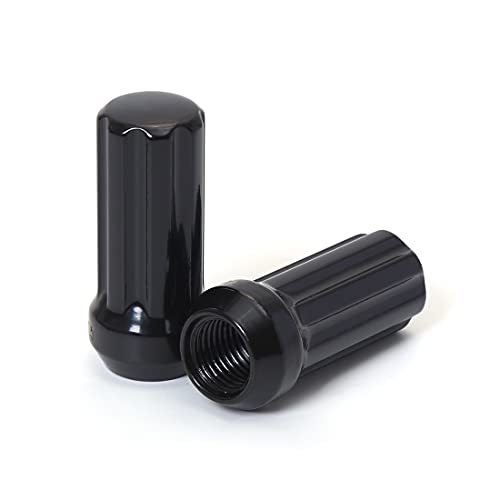 ChnewAuto M14x1.5 Lug Nuts 24pcs Black 7 Spline Acorn 2" Tall Set with 2 Socket Keys 14mmx1.5