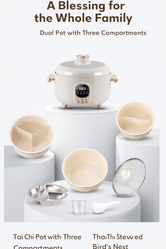 Olla Eléctrica de 4L, Triple Compartimento, Control Digital, 1000W miniatura 9