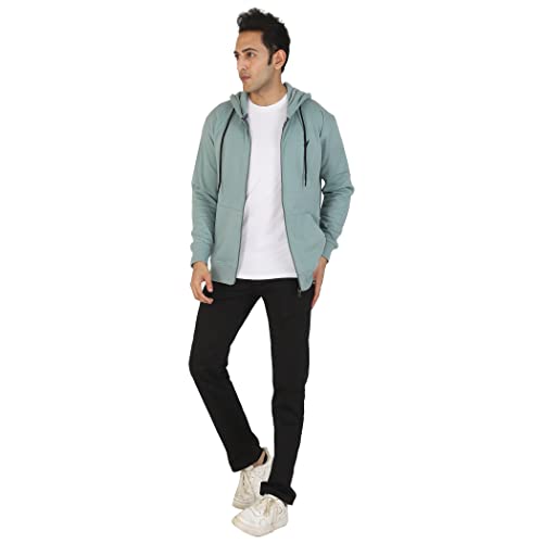 Image of D-GREEN Sweatshirt for Men Stylish Hoodie with Zipper and Full Sleeves Winter Wear