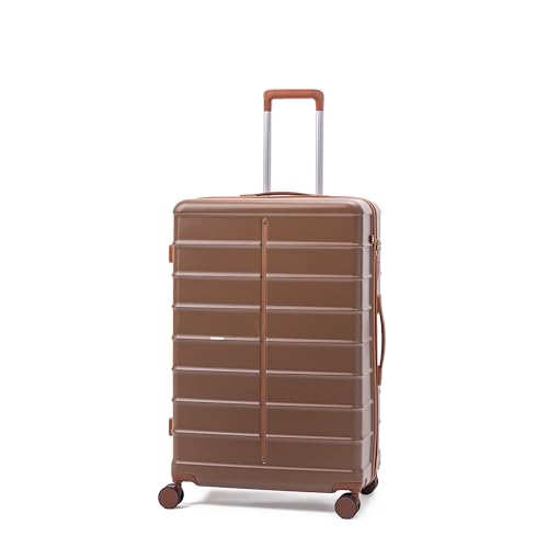 Image of Assembly Odyssey 28 Inch Large Check-in Trolley Bag Hard Shell Polycarbonate Suitcase Lightweight with TSA Lock 8 Spinner Wheels Brown