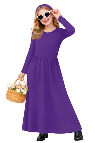 Image of Deerose Girls Maxi Dress Short Sleeve Casual Long Dresses with Pockets 5-14 Years