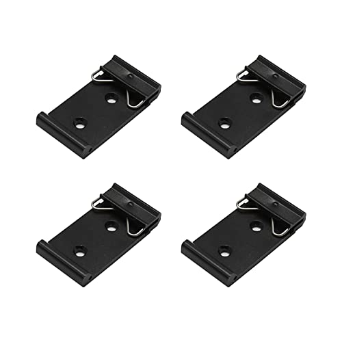 Image of 4 Pcs 1.08 Width Universal DIN Rail Mount Clip Snap in Solid Zinc-Aluminum Alloy Din-Rail Mounting Brackets Rail Fixed Clamp Relay Clip for 35mm Din Rail for Countersunk Head M3 Screws, Black