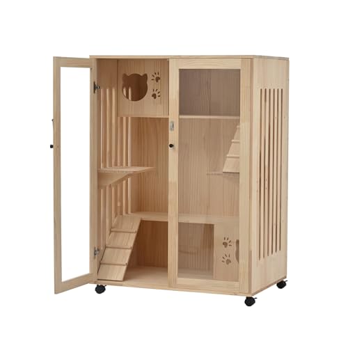 猫ケージ3段木製フレーム広々大型猫ケージ おしゃれ猫多層留置キーパー保護脱走防止多頭飼いペット