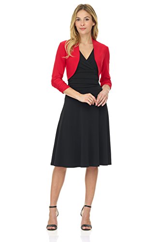 Image of Rekucci Women's Chic Soft Knit Stretch Bolero Shrug with Ruched Sleeves