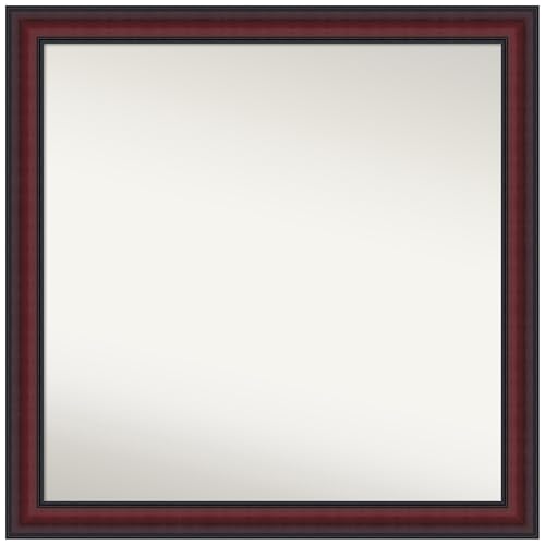 Amanti Art Brown Bathroom Mirror for Over Sink, 30x30 Dalat Cherry Square Vanity Mirror, Large Traditional Frame, Hangs Horizonally and Vertically, Bathroom Wall Decor, Non-Beveled Edge