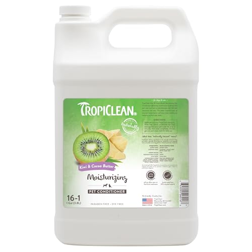 TropiClean Dog Conditioner, Professional Detangling & Moisturizing Conditioner, Puppy Safe, Made in the USA, Kiwi & Cocoa Butter Scent, 1 Gallon
