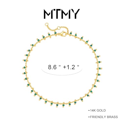 Image of MTMY Gold Anklets for Women 14K Gold Plated Tiny Bead Anklet Colorful Tassel Foot Chain Dainty Adjustable Cute Summer Beach Boho Anklets Jewelry Gift