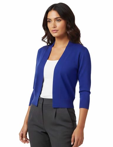 Image of Allsense Women's 3 /4 Sleeve Cropped Shrug Cardigan | Classic Bolero, Open-Front, Lightweight Soft Fine Knit Cover Up