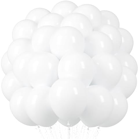 Voircoloria White Balloons, 66pack 12inch White Pearl Latex Party Balloons for Wedding, Birthday, Graduation, Bridal Shower, Baby Shower, Bachelorette and Engagement Decorations Cover