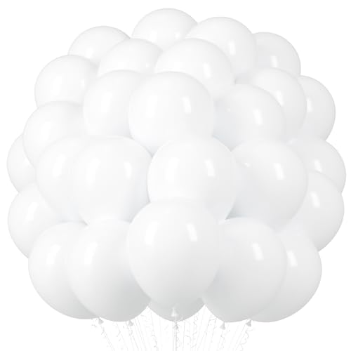 Image of Voircoloria White Balloons, 66pack 12inch White Pearl Latex Party Balloons for Wedding, Birthday, Graduation, Bridal Shower, Baby Shower, Bachelorette and Engagement Decorations