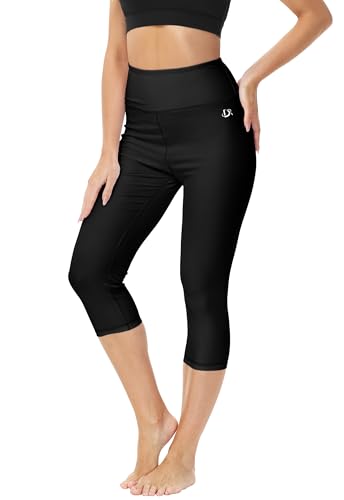 Women’s Black Swim Capris with Sun Protection