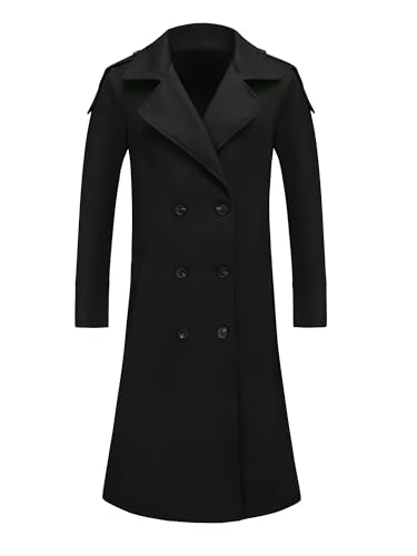 Image of Lars Amadeus Men's Winter Pea Coat Notch Lapel Double Breasted Solid Color Overcoat