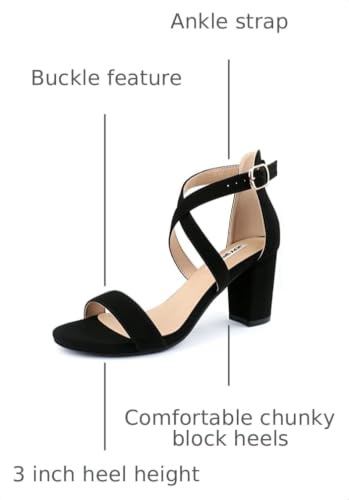 Image of JOY IN LOVE Women's Chunky Block Heels 3 Inch Ankle Strap Low Heel Sandals