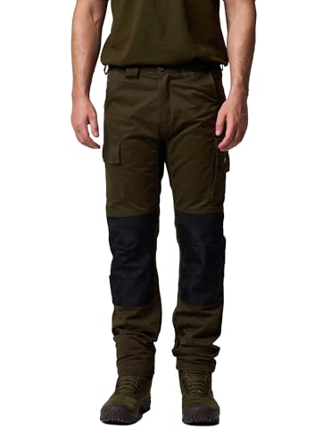 JACK PYKE Technical Work Trousers Men Durable Polycotton Work Utility & Safety Trousers with Reinforced Knees Stretch Panels and Tool Pockets Cargo Pants for Farming Construction Green X-Large