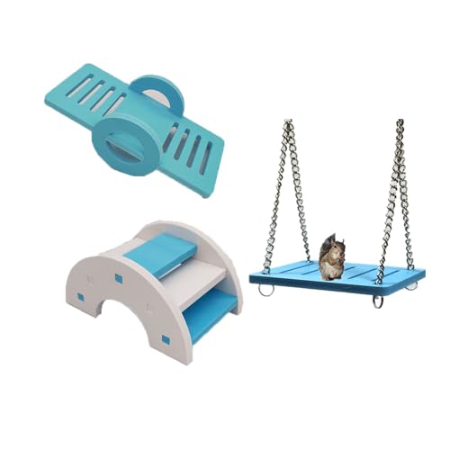 Juguetes hamster,3 piezas accesorios de hámster puente de arcoíris balancín y columpio juguete de entrenamiento de jaula de hámster accesorios para hámsters