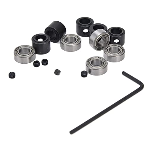 5 Sets Router Bit Bearing Set Bottom Mounted Ball Bearings 1/4" ID 1/2" OD Replacement Kit for Flush Trim & Rabbeting Router Bits