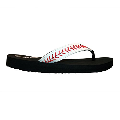 Cocomo Soul Baseball Leather Flip Flops Baseball Mom Flip Flops Baseball Sandals Baseball Flip Flops for Women3