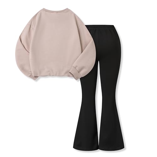 Image of Tween Girls Clothes Long Sleeve Graphic Sweatshirt Top + Bow Knot Pants 2 Piece Outfit Set, Size 7-16Years