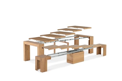 Transformer Table Solid Wood Extendable Dining Table, Natural - image 5