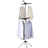 CASAMAYA Clothes Drying Rack Foldable, 74.8 inch 2 Tier Laundry Drying Rack with Rotating Clothes Rail for 54 Pieces of Clothes, Space Saving, Indoor, Stainless Steel, Black and Silver CDR002B01