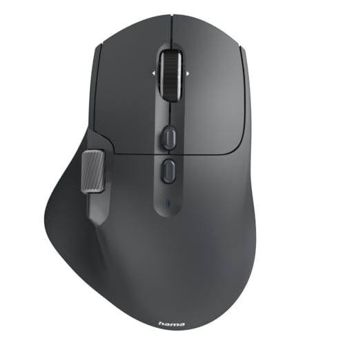 Hama | Ratón ergonómico Vertical WM-900 multidispositivo con Bluetooth y USB. (Ratón Vertical inalámbrico, Conexión 3 Dispositivos, Sensor 2400 dpi, Ergonómico) Negro.