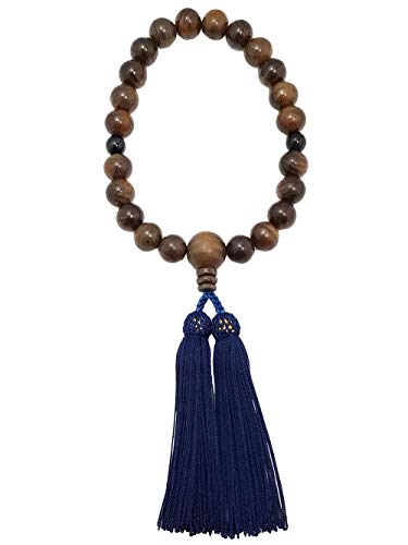 京念珠 男性用 数珠 緑檀 青トラメ石入 人絹房 紙箱入 -すべての宗派でご使用頂けます-