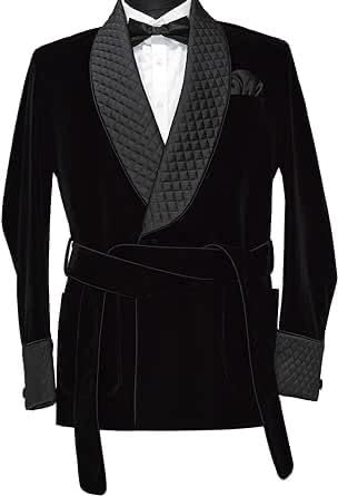 Men's Smoking Jacket For Evening Drinking Smoking Robes Men Black Velvet Jackets Black Quilted Jacket