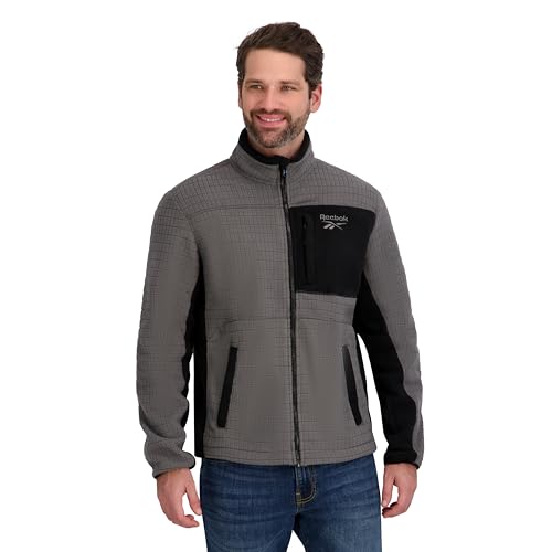 Reebok mens Mock Neck Zip-up Grid Polar Fleece Shell Jacket