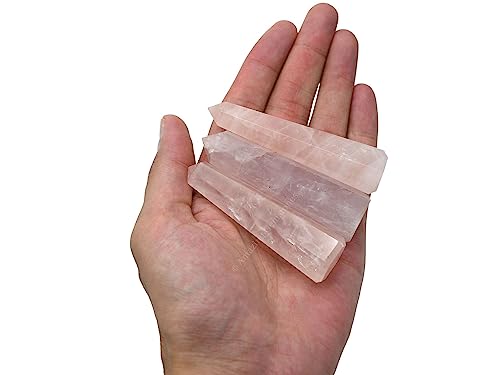 Image of Amazing Gemstone Rose Quartz Crystal Towers - Natural Healing Crystal Point Obelisk for Reiki Healing and Crystal Grid (3 inch to 4 inch INCH)