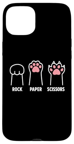 ロックペーパーはさみ ハンドゲーム かわいい 足 面白い 猫 内向的 スマホケース iPhone 15 Plus 用