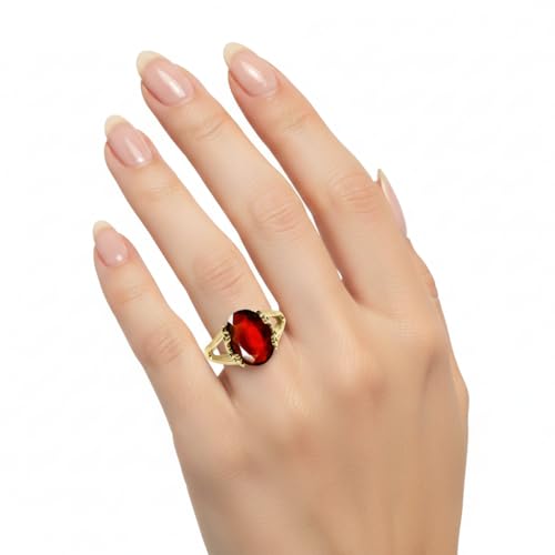 Image of 55Carat Choose Your Color Genuine Stone Ring 18K Gold Plated Oval Handmade Jewellery for Gift Sizes 4-13